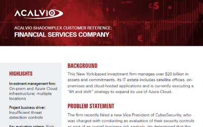 Acalvio Customer Reference: Financial Services